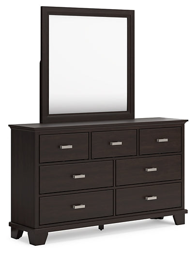 Covetown Full Panel Bed with Mirrored Dresser