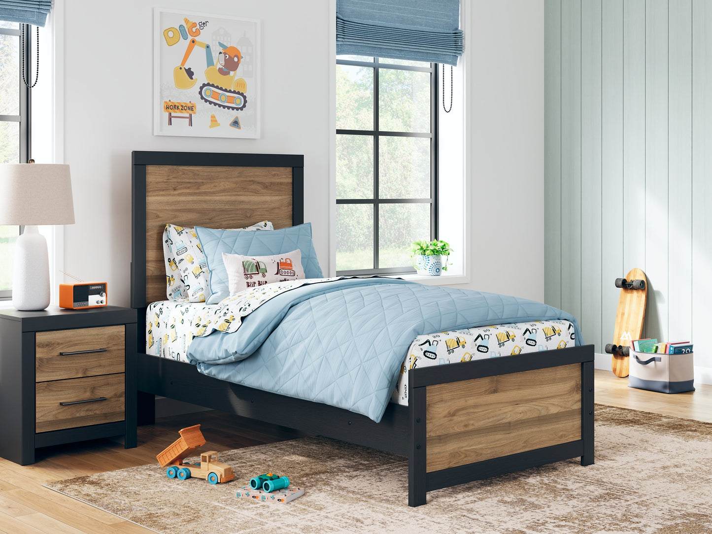 Vertani Twin Panel Bed with Nightstand