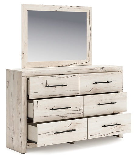 Lawroy King Panel Bed with Mirrored Dresser