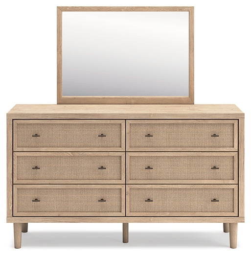 Cielden Queen Panel Headboard with Mirrored Dresser, Chest and 2 Nightstands