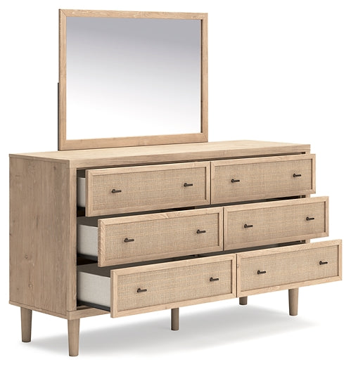 Cielden King Panel Bed with Mirrored Dresser and Chest