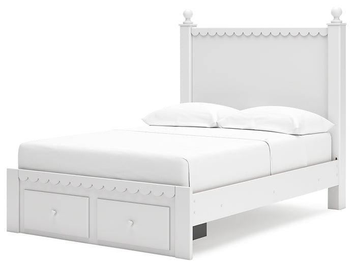 Mollviney Full Panel Storage Bed with Mirrored Dresser and Chest