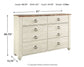 Willowton Six Drawer Dresser