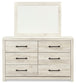 Cambeck Twin Panel Bed with 4 Storage Drawers with Mirrored Dresser, Chest and Nightstand