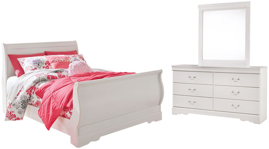 Anarasia Full Sleigh Bed with Mirrored Dresser