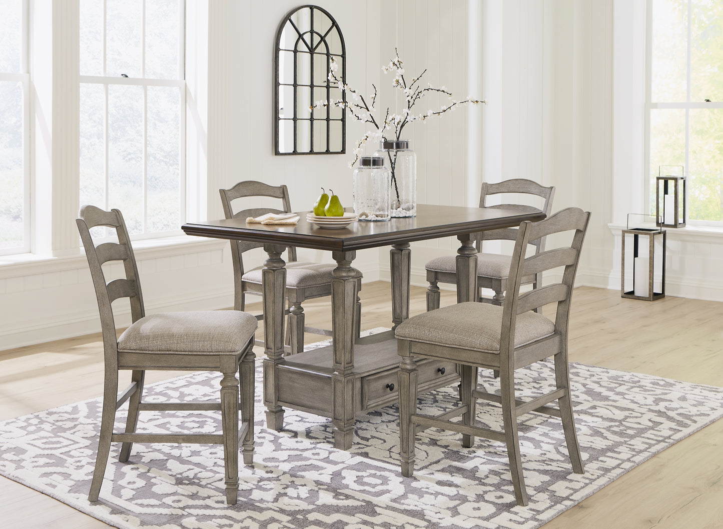 Lodenbay Counter Height Dining Table and 4 Barstools