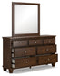 Danabrin Twin Panel Bed with Mirrored Dresser, Chest and Nightstand