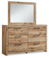 Hyanna Full Panel Bed with Storage with Mirrored Dresser, Chest and 2 Nightstands